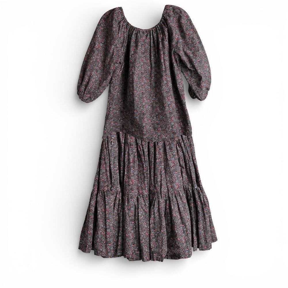 Vintage Handmade Floral Two-Piece Puff Sleeve Skirt Set
